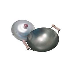 16 inch Carbon Steel Wok w/ 2 Wood Handles (round bottom)USA made