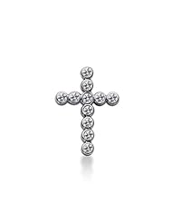 14K White Gold Round Diamond Bezel Set Cross Pendant (0.77ct)