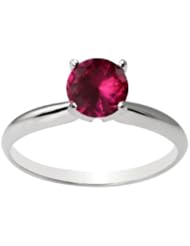 10k Gold 6mm Round Created Ruby Gemstone Solitaire Ring (1.00 ct)