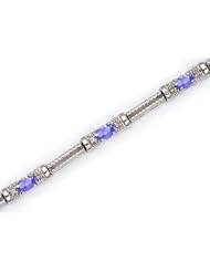 10K White Gold Oval Tanzanite and Diamond Bracelet