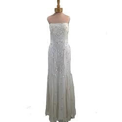 Wedding Dress. Womens Long Evening Gown. Formal Bridal Dress. Ivory Beaded Dress by Sean Collection (1847)