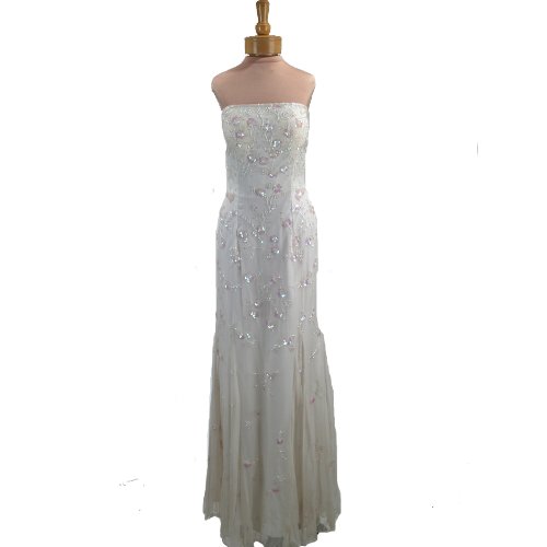 Wedding Dress. Womens Long Evening Gown. Formal Bridal Dress. Ivory Beaded Dress by Sean Collection (1847)