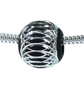 BLACK Silver Ball Charm Bead for Troll Biagi 