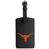 Texas Longhorns Black Leather Printed Logo Bag Tag