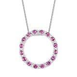 Created Pink Sapphire and Diamond Circle Pendant