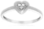 10k White Gold Diamond Heart Ring, Size 7