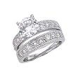 Sterling Silver Engagement 2 Set Ring with Cubic Zirconia - Size: 5-9