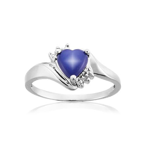 Created Blue Star Sapphire and Diamond Ring Created Blue Star Sapphire and Diamond Ring