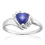 Created Blue Star Sapphire and Diamond Ring