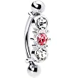Silver 925 Top Down Pink Austrian Crystal Eyebrow Ring