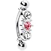 Silver 925 Top Down Pink Austrian Crystal Eyebrow Ring
