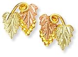 Landstrom's Grapes / Leaves Black Hills Gold Earrings