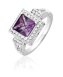 2.50cttw Natural White Round Diamond (SI-Clarity,G-H-Color) & Amethyst Fashion Ring in 14K White Gold.size 6.5