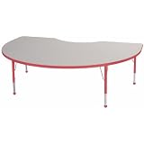 48" x 72" Kidney Activity Table with Adjustable Standard Legs - Red
