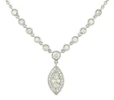 Round, Marquise, & Pave Diamond Drop Pendant 1.11cttw