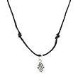 Tiny Sterling Silver Hamsa Hand on Adjustable Black Cord Necklace, 18" to 34", #7431