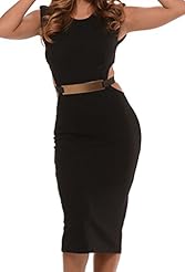 Spring Summer Winter Sleeveless Belted Open-Back Polyester/Spandex Checkered Print Midi Dress 