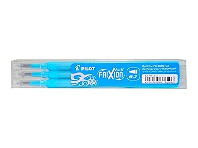 Pilot Frixion Ball Set de 3 Recharges pour Roller Encre Gel Thermosensible Pointe Moyenne Turquoise