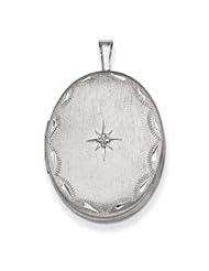 Genuine IceCarats Designer Jewelry Gift Sterling Silver 26Mm With Diamond Star And Border Oval Locket