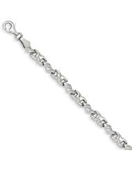 14k White Gold 7in with Satin and High Polished X & O Bracelet. Metal Wt- 3.78g