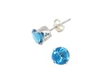 Sterling Silver 3mm Round CZ Fashion Birthstone Earring in 4 Prong Setting, December