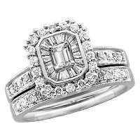 14kt. White Gold 1 ct.tw. Diamond Wedding Set