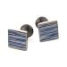 Handmade titanium square shaped cufflinks with blued titanium accents