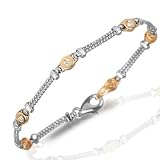 14 Kt Two Toned Gold Cable Linked Bezel Diamond Bracelet