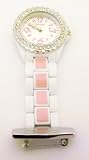 HENLEY LADIES PINK AND WHILE SILVER DIAL FOB WATCH