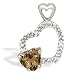 14K White Gold Genuine Heart Smoky Quartz and Diamond Pendant