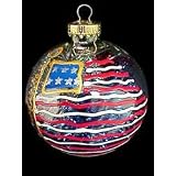 America's Flag Design - Hand Painted - Heavy Glass Ornament - 2.75 inch diameter. by 
