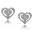 Double Heart Diamond Stud Earrings in Sterling Silver