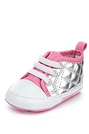 Lace Up Metallic Quilted Pram Trainers