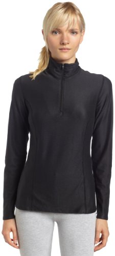 Snow Angel Womens Doeskin Zip T Neck Top,Black,Small