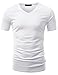 Doublju Mens Trendy Regular Fit Plus Size V-Neck T-shirt WHITE, US L / Asia XL