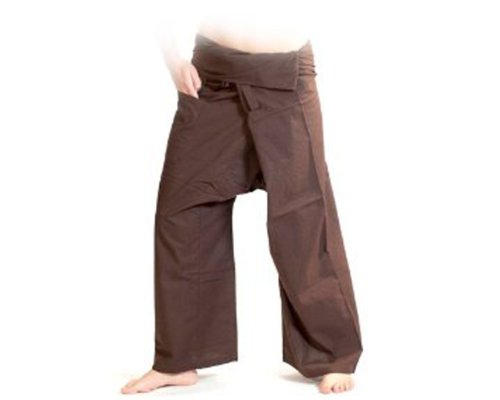 UnisexAll® Free Size : 100% Cotton Wrap Pants Yoga Trousers for Unisex Pants Summer Sport and the Beach - Brown