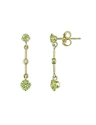 3/4 Carat Peridot & Diamond 10K Yellow Gold Earrings