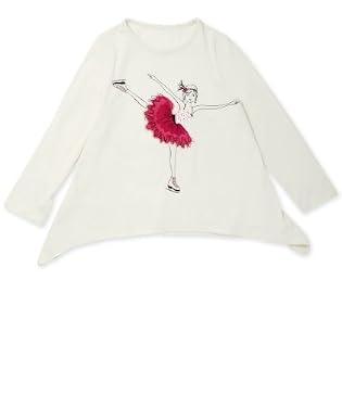 Long Sleeve Cream Top with Ice Skating Girl detail