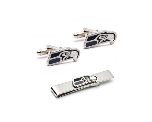 Seattle Seahawks Cufflinks and Tie Bar Gift Set