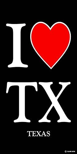 I Love Heart Texas TX Velour Beach Towel - 30x60