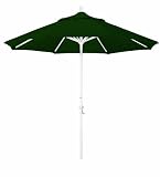 California Umbrella 9-Feet Aluminum Tilt Market Umbrella with White Pole, Forest Green