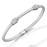 18Kt Handwoven Mesh Diamond Bangle Bracelet