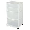 White Sterilite 4-Drawer Plastic Cart with Wheels