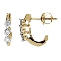14k Yellow Gold Round Three Stone Diamond Earrings (0.25 ctw)