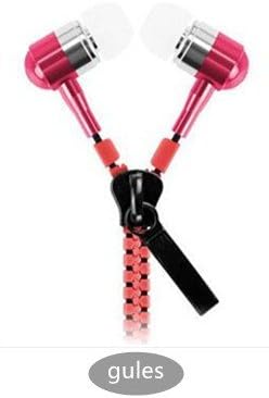 3.5mm Zipper Earbuds with comfort fit - Never Tangle Wired Earphones with mic (gules)