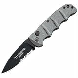 Boker USA KAL74, Push Button, Olive Drab Handle, Black Blade, ComboEd