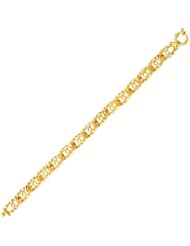 14K Yellow Gold Bracelet with Interlaced Textured Oval Links