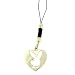 Licensed Playboy Cellphone Charm with Black Braided Baton Holding Silver Heart with Bunny Cutout
