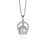 Sterling Silver and CZ Horse and Horseshoe Necklace