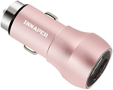 INNAPER 24W 4.8A High Output Dual USB Car Charger (Metal) for Apple and Android Devices - Rose Gold
